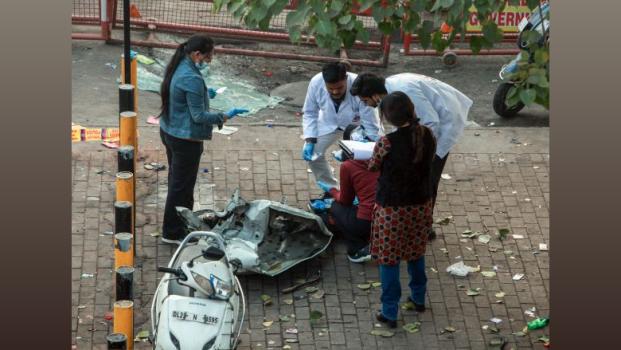 FSL officials at the Red Fort blast site