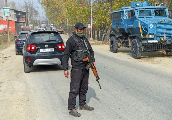 A security detail in Pulwama