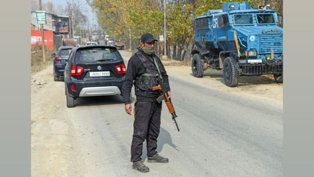 A security detail in Pulwama
