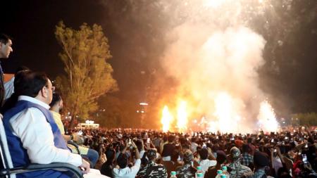 BJP National President and Union Minister JP Nadda participates in the Ravan Dahan program organised on the occasion of Vijayadashami BJP National President and Union Minister JP Nadda participates in the Ravan Dahan program organised on the occasion of Vijayadashami
