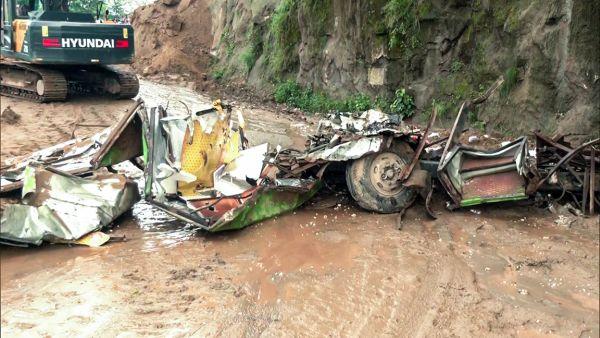 The remains of the bus