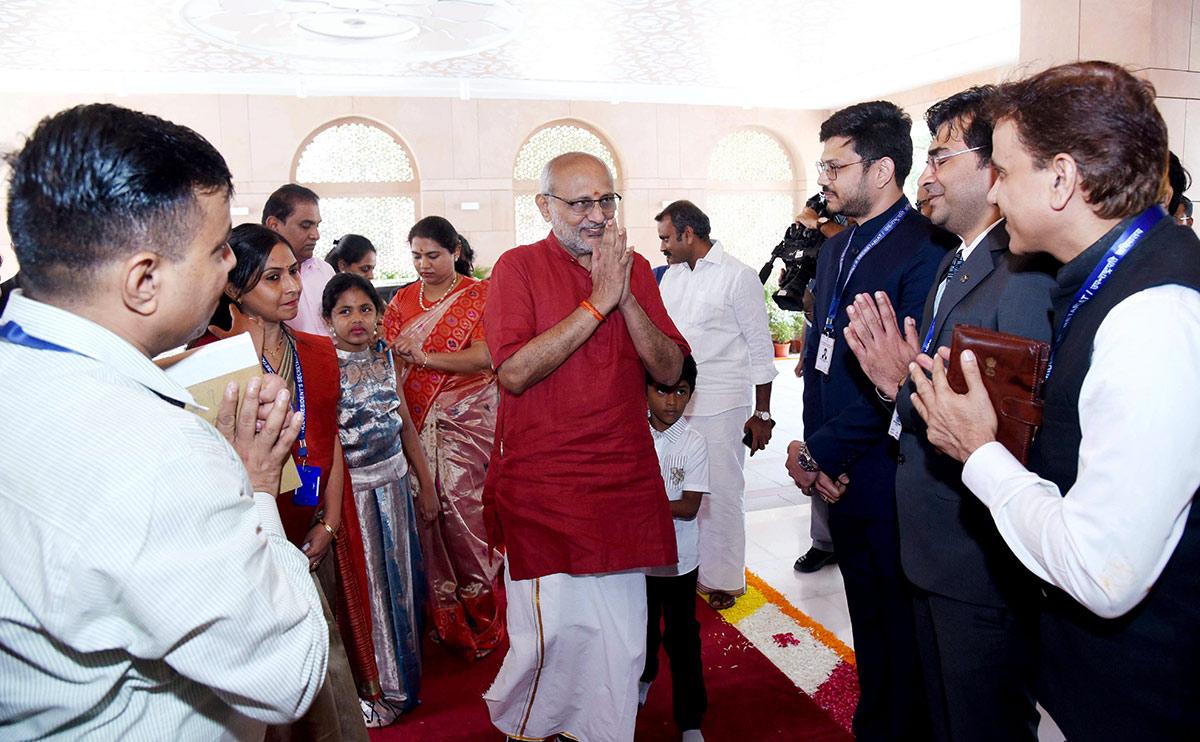 Vice President CP Radhakrishnan arrives at the Vice President's Enclave