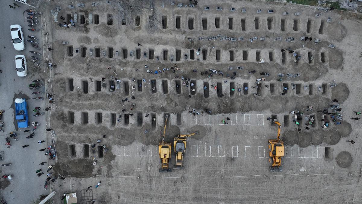 Graves are being prepared for the victims following an Israeli strike on a school in Minab, Iran, March 2, 2026