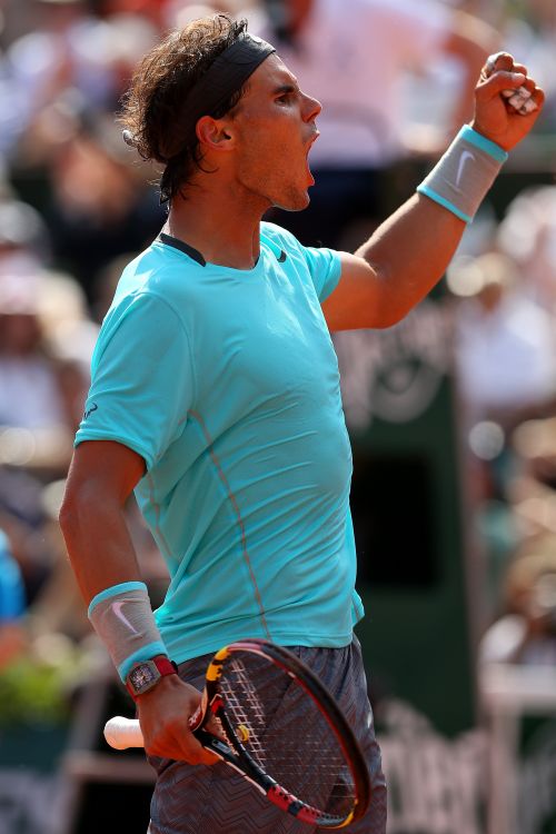  Rafael Nadal of Spain celebrates a point during his men's singles final match against Novak Djokovic of Serbia