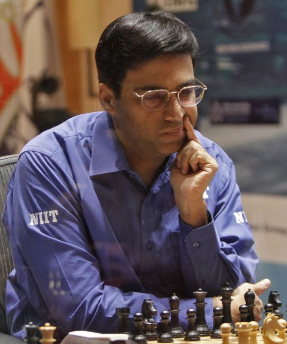 Viswanathan Anand ponders a move.