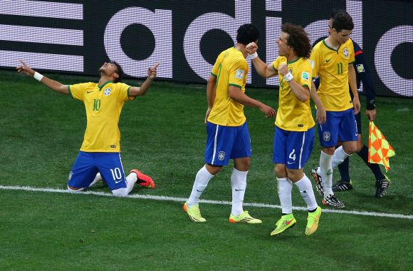 Neymar celebrates after scoring