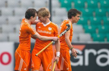 The Dutch celebrate a goal