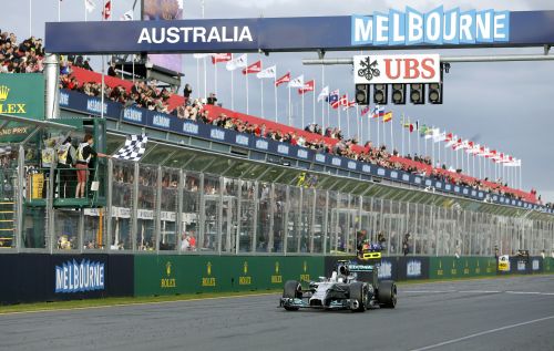 Mercedes Formula One driver Nico Rosberg of Germany crosses the finish line to win the Australian F1 Grand Prix