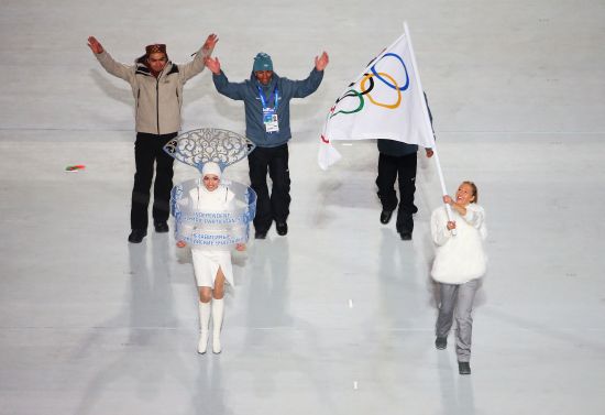 Three athletes took part in the opening ceremony under the IOC flag