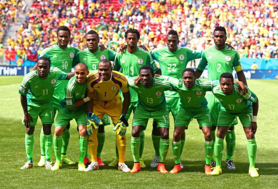 Nigeria pose for a team photo prior to the 2014 FIFA World Cup 
