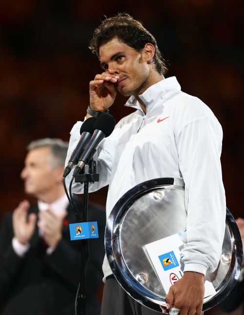 Rafael Nadal of Spain looks on after losing his men's final match against Stanislas Wawrinka of Switzerland