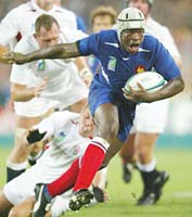 Trying time: Betsen scored the only try of the semi-final against England