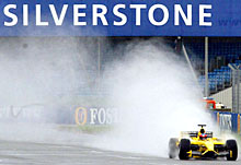 Test driver Timo Glock tests the new Jordan Ford EJ14 car at the Silverstone race track