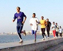 Richard Nerurkar (left) puts the Ethiopians through their paces at Marine Drive, Mumbai