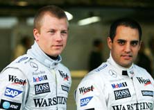 Kimi Raikkonen (left) with Juan Pablo Montoya