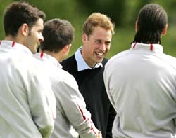 Prince William visits the England squad