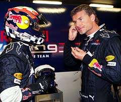 Karun Chandhok (left) chats with David Coulthard