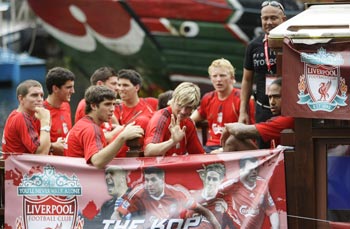 Liverpool players in Singapore