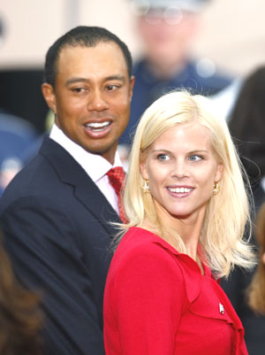 Tiger Woods with wife Elin Nordegren in happier times