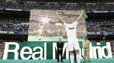 Cristiano Ronaldo unveiled at the Santiago Bernebeu