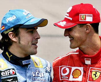Michael Schumacher (right) with Fernando Alonso