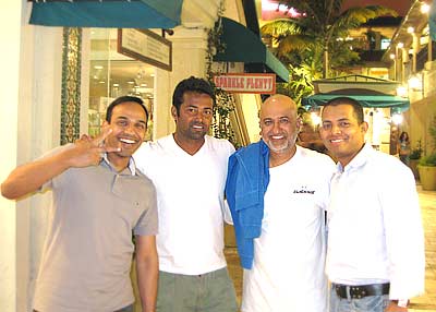 From left to right: Naveen's brother-in-law Anupam Jaddu, Leander Paes, Leander's personal assistant and myself Naveen Polaki