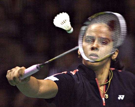 Saina Nehwal in action against China's Wang Lin