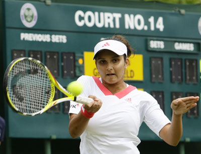 Sania Mirza at Wimbledon on Monday