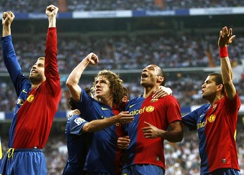 Barcelona players celebrate