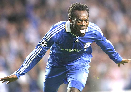 Michael Essien of Chelsea celebrates after scoring his team's first goal