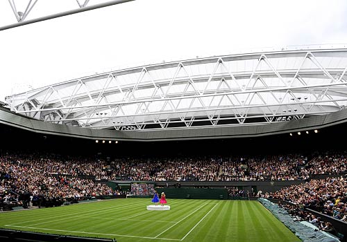 A view of the retractable roof over Centre Court