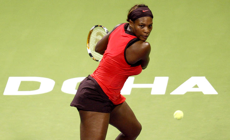 Serena Williams in action at the Doha championships