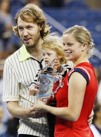 Kim Clijsters with husband Bryan and daughter Jada