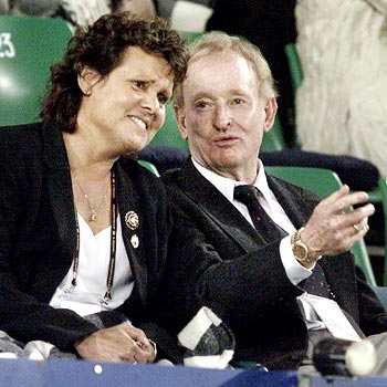 Evonne Goolagong Cawley (left) with Rod Laver