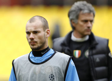Wesley Sneijder and Jose Mourinho