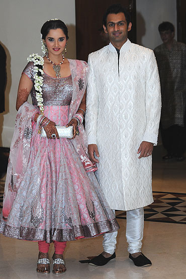 Sania Mirza and Shoaib Malik during the Sangeet ceremony on Wednesday