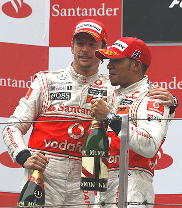 Jenson Button (left) and Lewis Hamilton