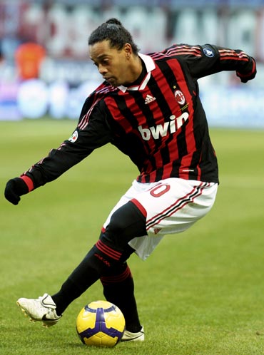 AC Milan's Ronaldinho controls the ball