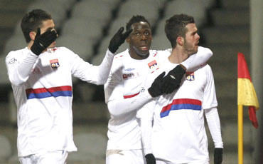 Olympique Lyon players during a Ligue 1 match