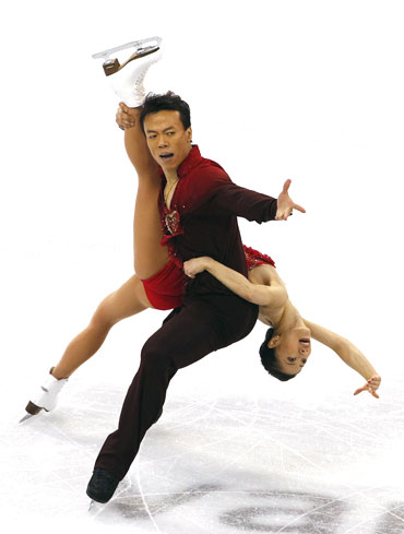 China's Shen Xue and Zhao Hongbo perform in the pairs free skating figure skating event
