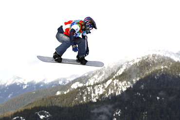 Lindsey Jacobellis of the US competes during the women's snowboard cross semifinals