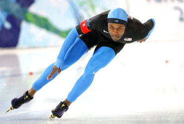 Shani Davis of the US competes in the men's 500 metres speed skating