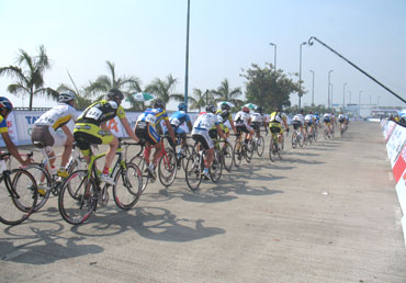 The Elite International cyclists in action