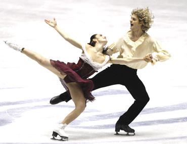 Davis and White perform during the compulsory dance