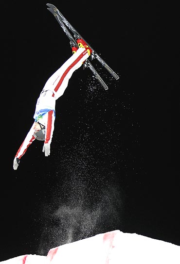 Canada's Warren Shouldice competes in the men's aerials freestyle skiing final at the 2010 Winter Olympics