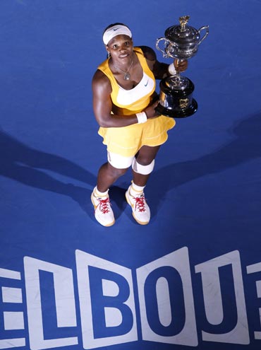 Serena Williams with the Australian Open Trophy