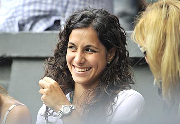 Rafael Nadal's girlfriend Maria Francisca Perello watches the match