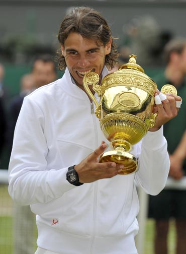 Rafa Nadal with the winners trophy