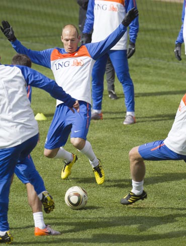 Arjen Robben during a practice session
