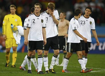 Germany players disappointed after their loss to Spain